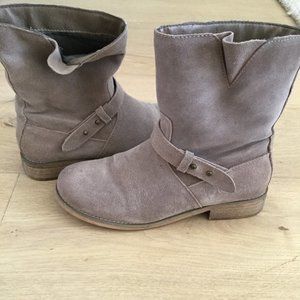 Ecote Grey Suede Moto Boots